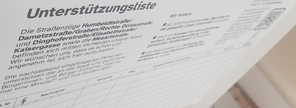 Bild der Unterschriftenliste für die Kampagne „Hast du mal eine Minute?“